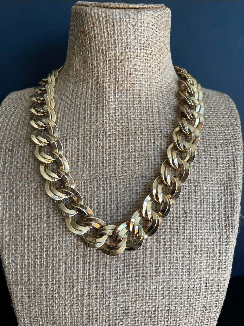 Vintage Monet Gold-Tone Chunky Curb Chain Necklace.